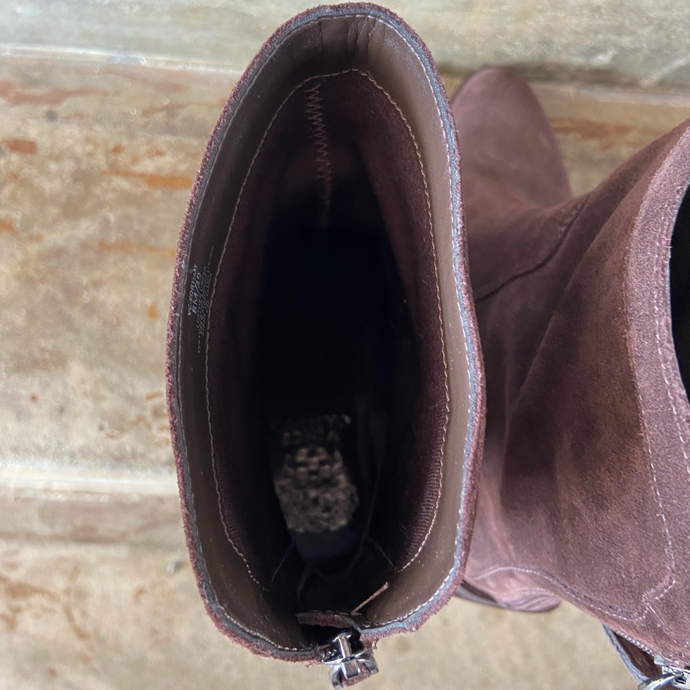 Vince Camuto Rich Brown Suede Block Heeled Boots - Picture 8 of 10